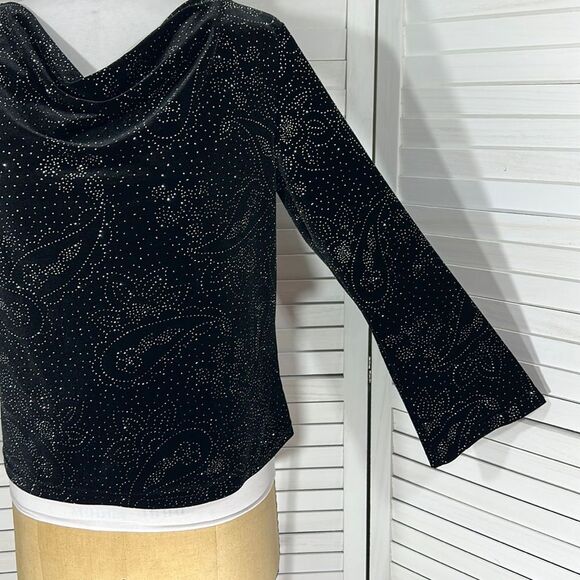 Cocktail Top Size 1X Evening Formal Paisley Sparkling - Picture 7 of 10